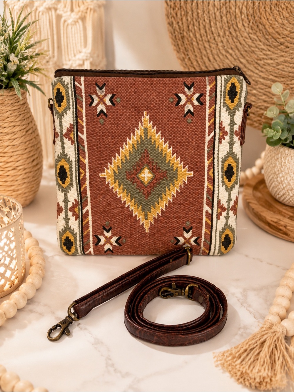 Pine Creek Southwestern Tapestry Crossbody Bag